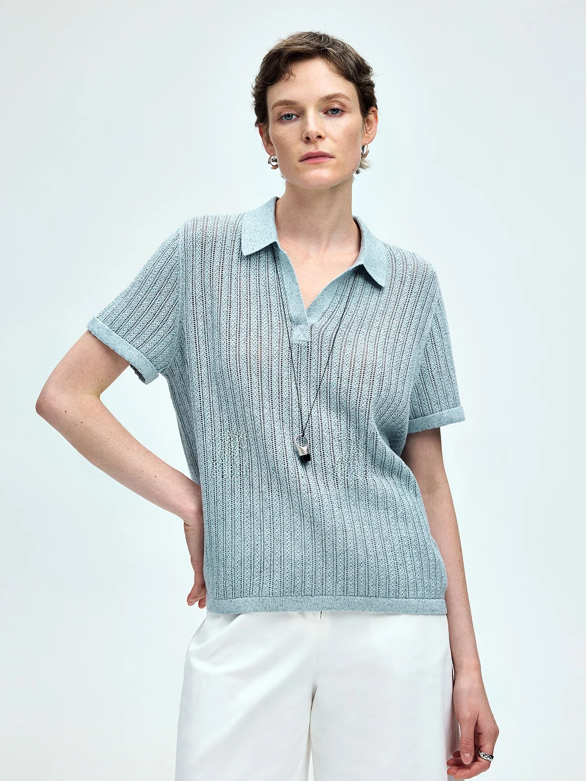 

Женская футболка UZZO Italian Mat Summer Haax из хлопковой смеси, вязаная, с цветочным узором, ажурная, с коротким рукавом