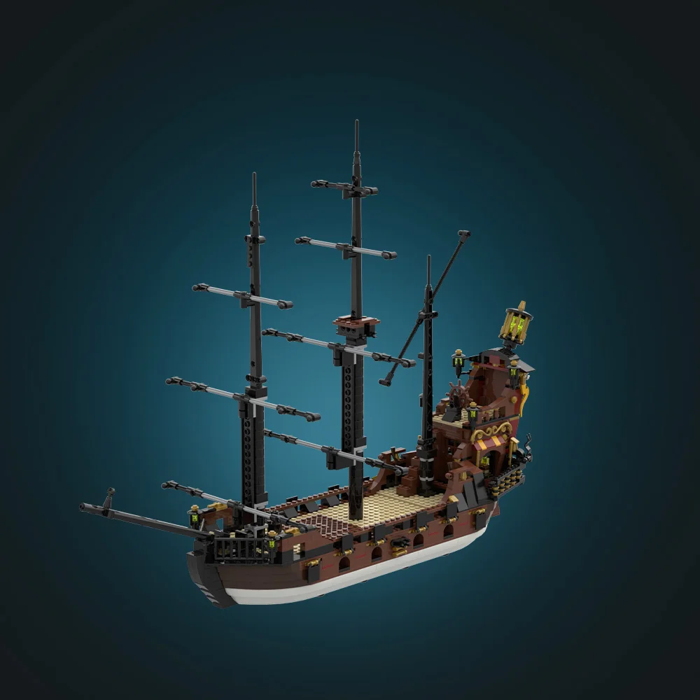 MOC Jolly Roger´s Revenge Bricks Caribbean Pirate Ship Building Blocks Model Creativity Assembly Toys Adult DIY Birthday Gifts