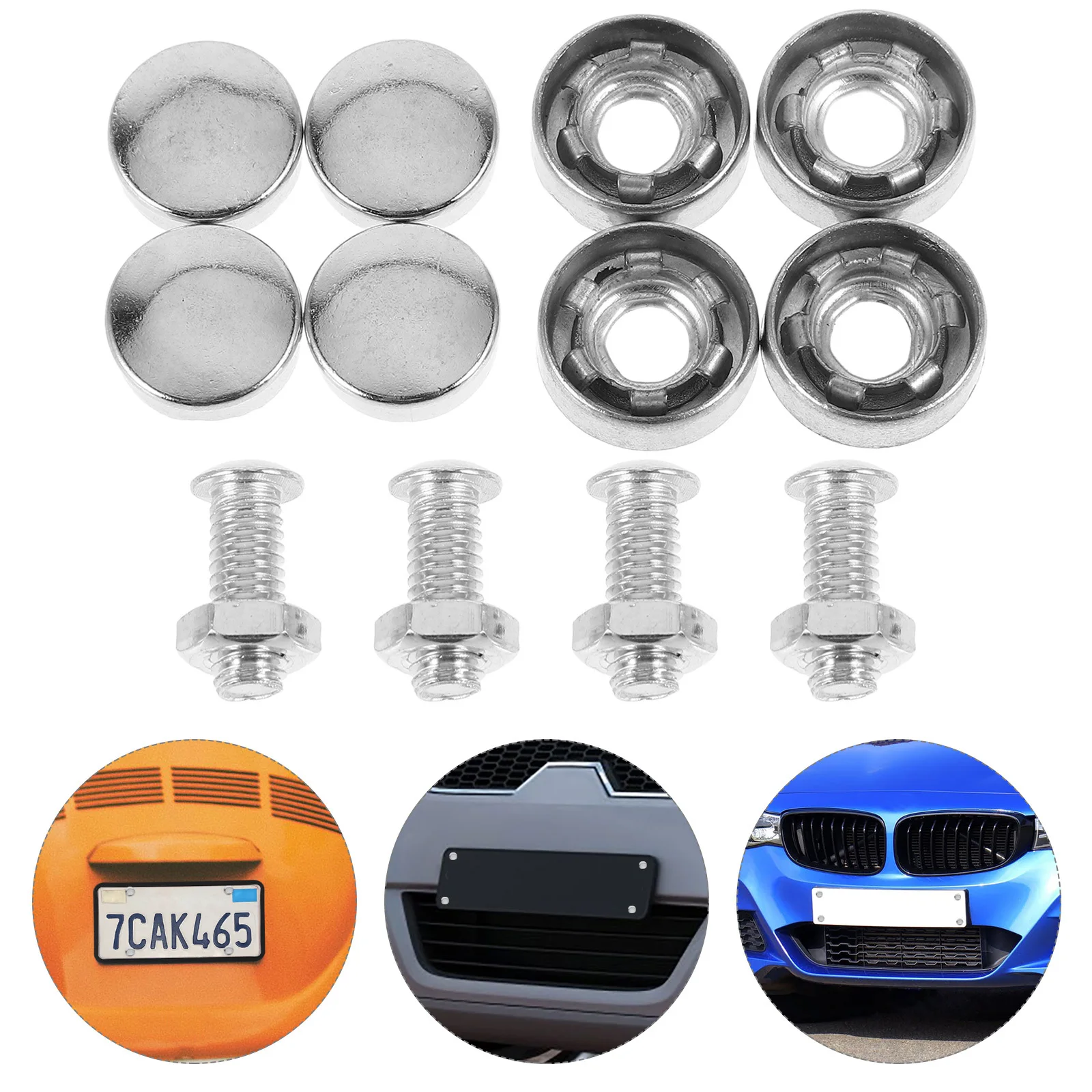 

1 Set Anti-Theft License Screws Car Plate Fasteners Motorcycle Mounting Kit Long Durable Screw Caps Retainers Hardware Bulk