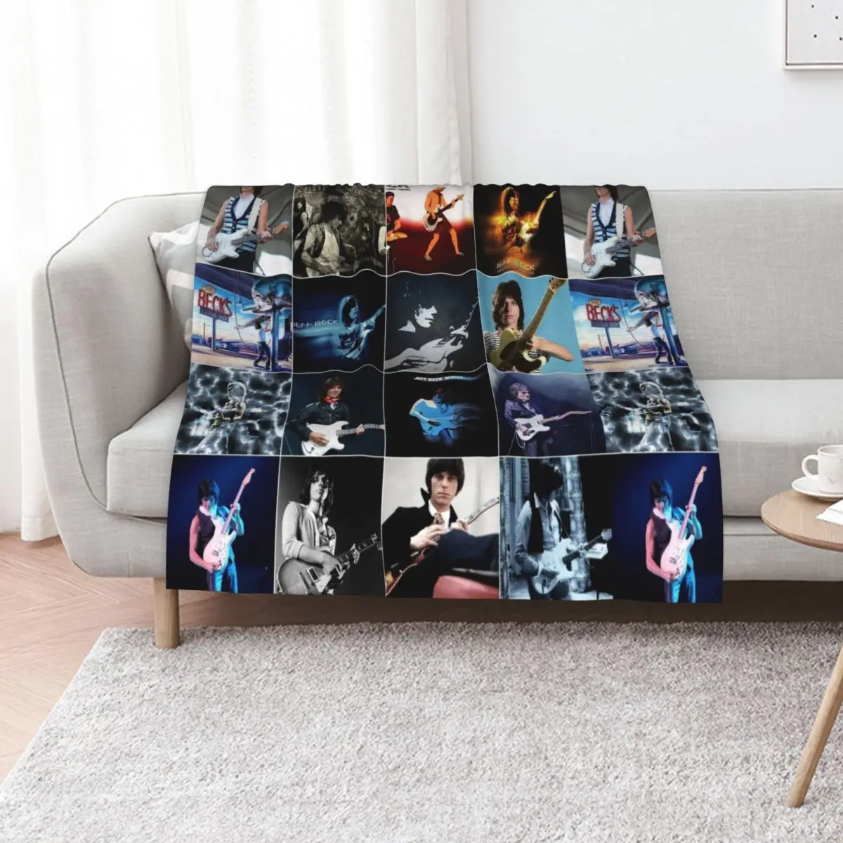 Jeff Beck English guitarist Mix Version Ultimate Mural / Collage Edit Fan Art - 1 Throw Blanket Picnic Hairys Kid'S Blankets