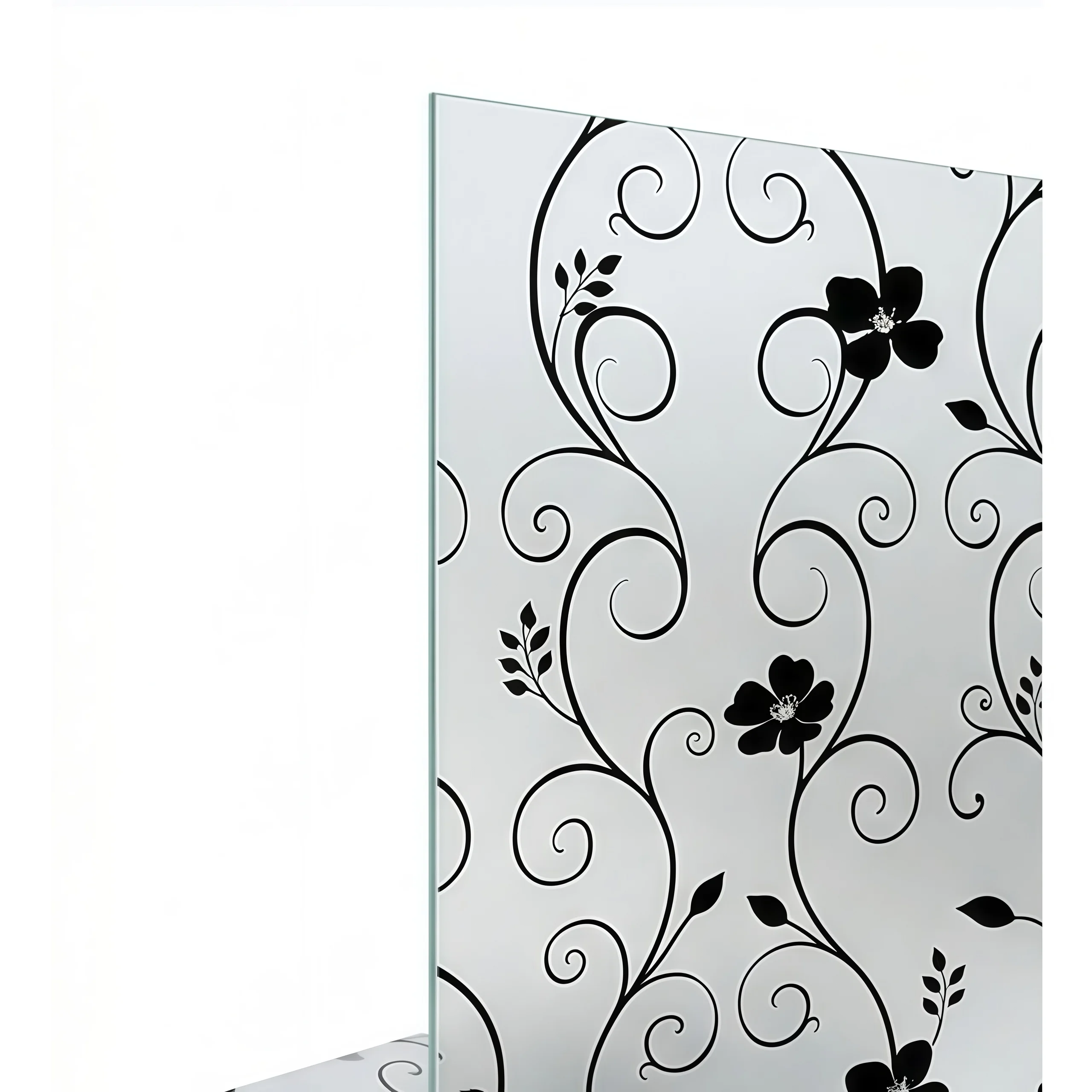 Self‑Adhesive Black Vines Floral Window Film Frosted Privacy Glass Sticker Waterproof Decorative Glass Film for Home Bathroom Be