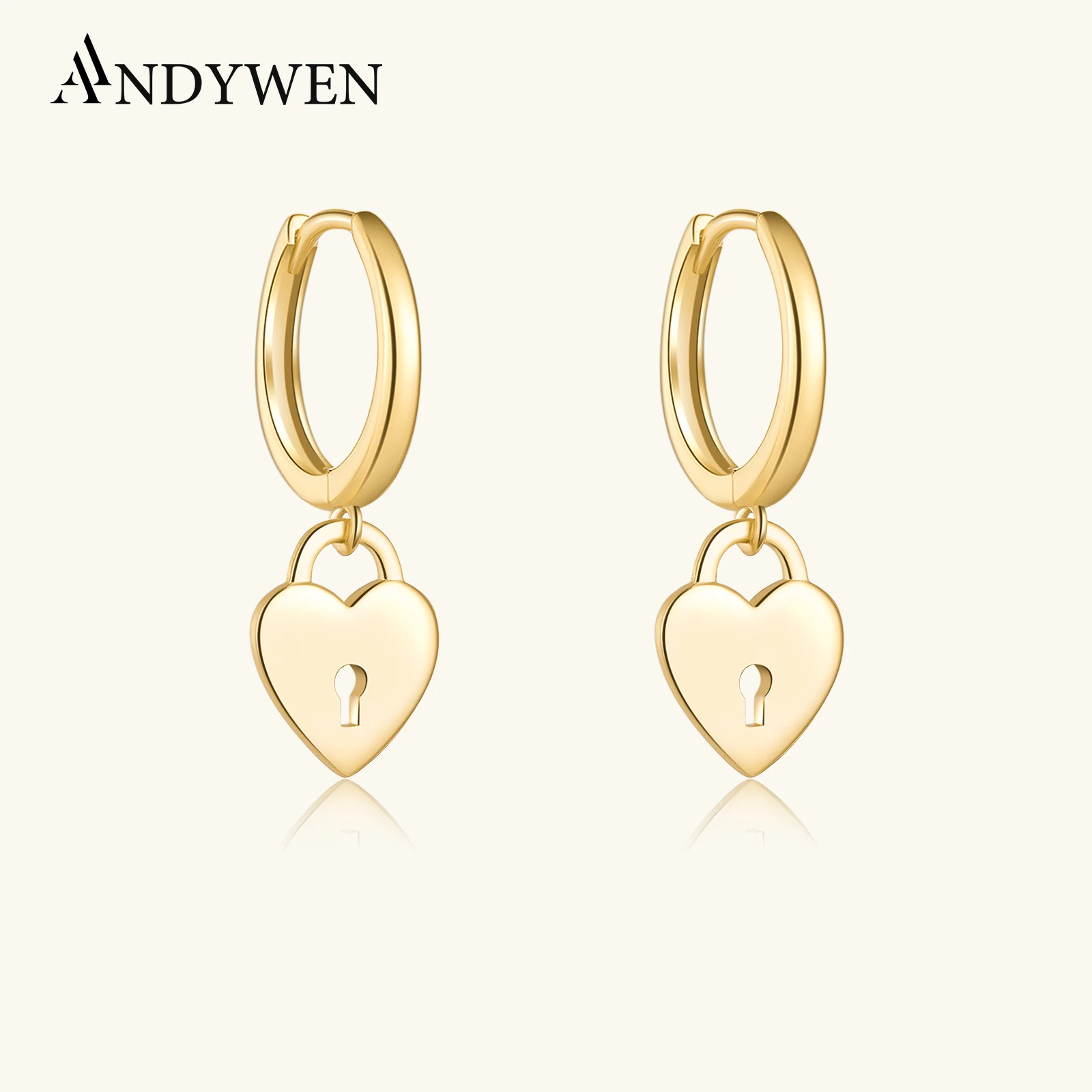 

ANDYWEN стерлингового серебра 925 пробы, золотой ключ в форме сердца Pendiente, серьги-капли для пирсинга, зажимы для сережек, петли для сережек, ювелирные изделия, ювелирные изделия в стиле рок-панк, драгоценности