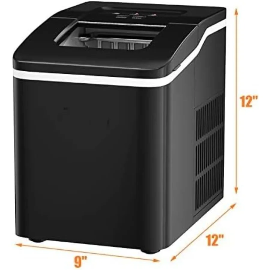 Máquina para hacer hielo portátil de encimera para el hogar, la oficina y el uso al aire libre produce cubitos de hielo en forma de bala en solo 8 minutos con 26