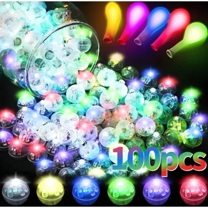 Luminous Tumbler Ball Lamp, Mini LED Balão Luz, Lanterna Piscando Colorida, Natal, Casamento, Decoração de Festa de Aniversário, 100 Pcs, 10Pcs