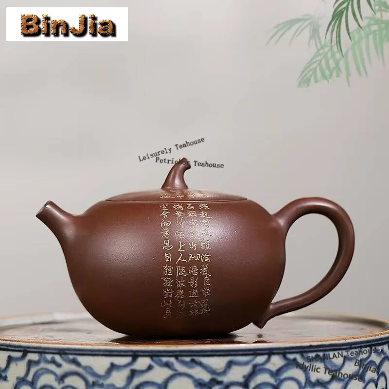 

200ml Vintage Yixing Purple Clay Teapots Handmade Jingua Pot Raw Ore Purple Mud Kettle With Infuser Zisha Tea Set Teaware Craft