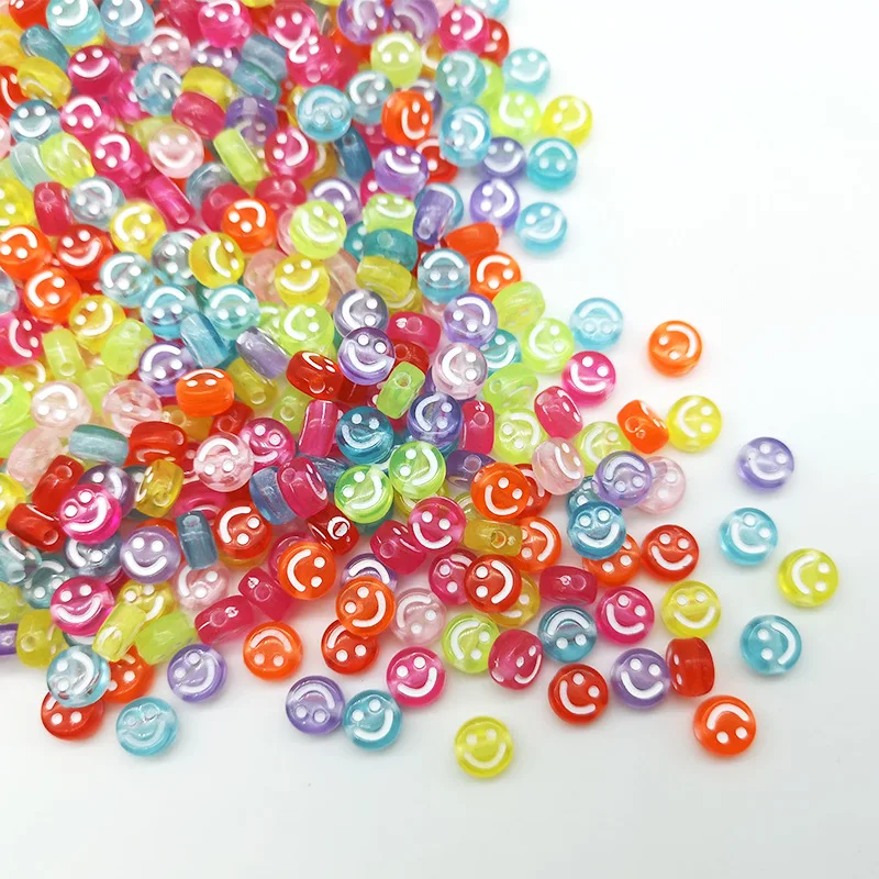 Acrylic Smiley Face Beads Flat Round diy Children's Bracelet Accessories Materials Letters Beads Wholesale