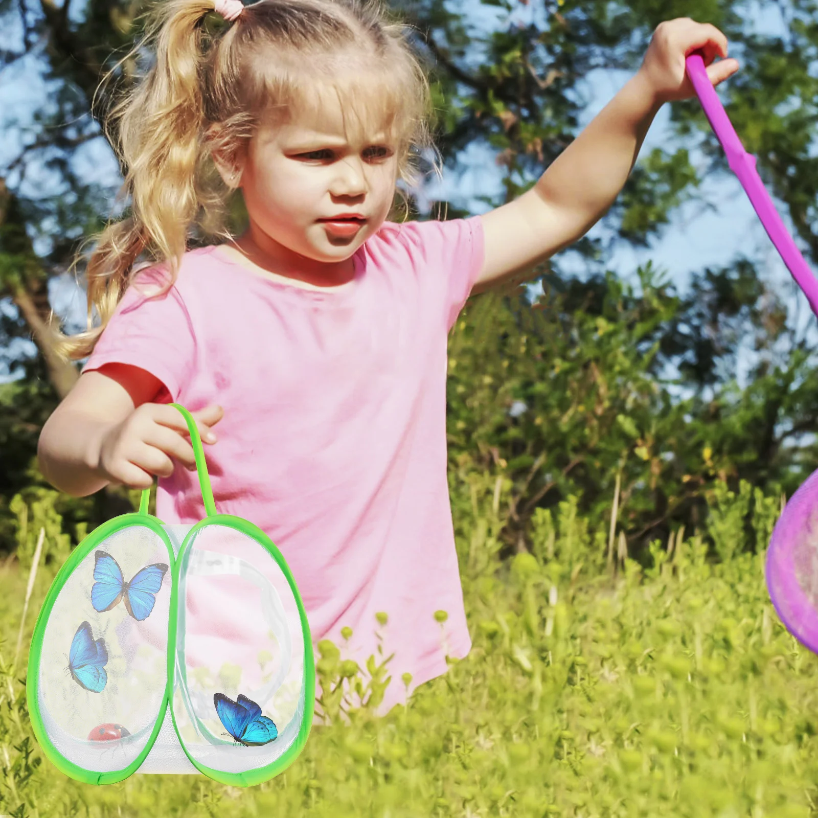 

2 Pcs Handbag Style Butterfly Habitat Cage Net Enclosures for Indoors Large Capacity Green Color Outdoor Bucket