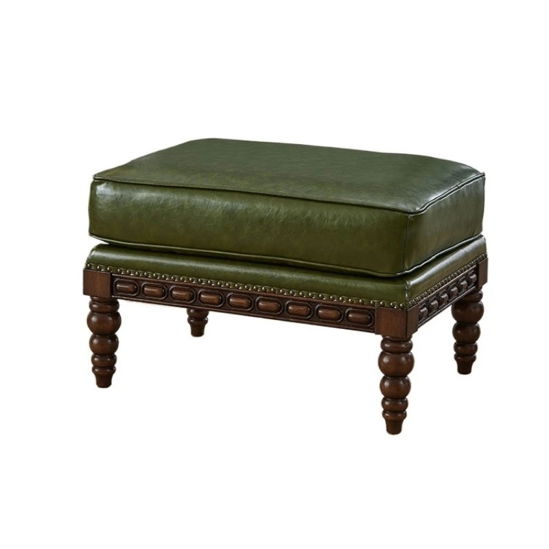 

Footrest European style solid wood coffee table stool balcony lounge stool