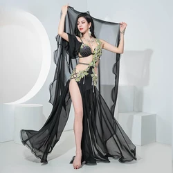 Egyptian Belly Dance Costume Oriental Dance for Women's Contest Performance Set Popsong Rhinestone Dress Long Chiffon Skirt