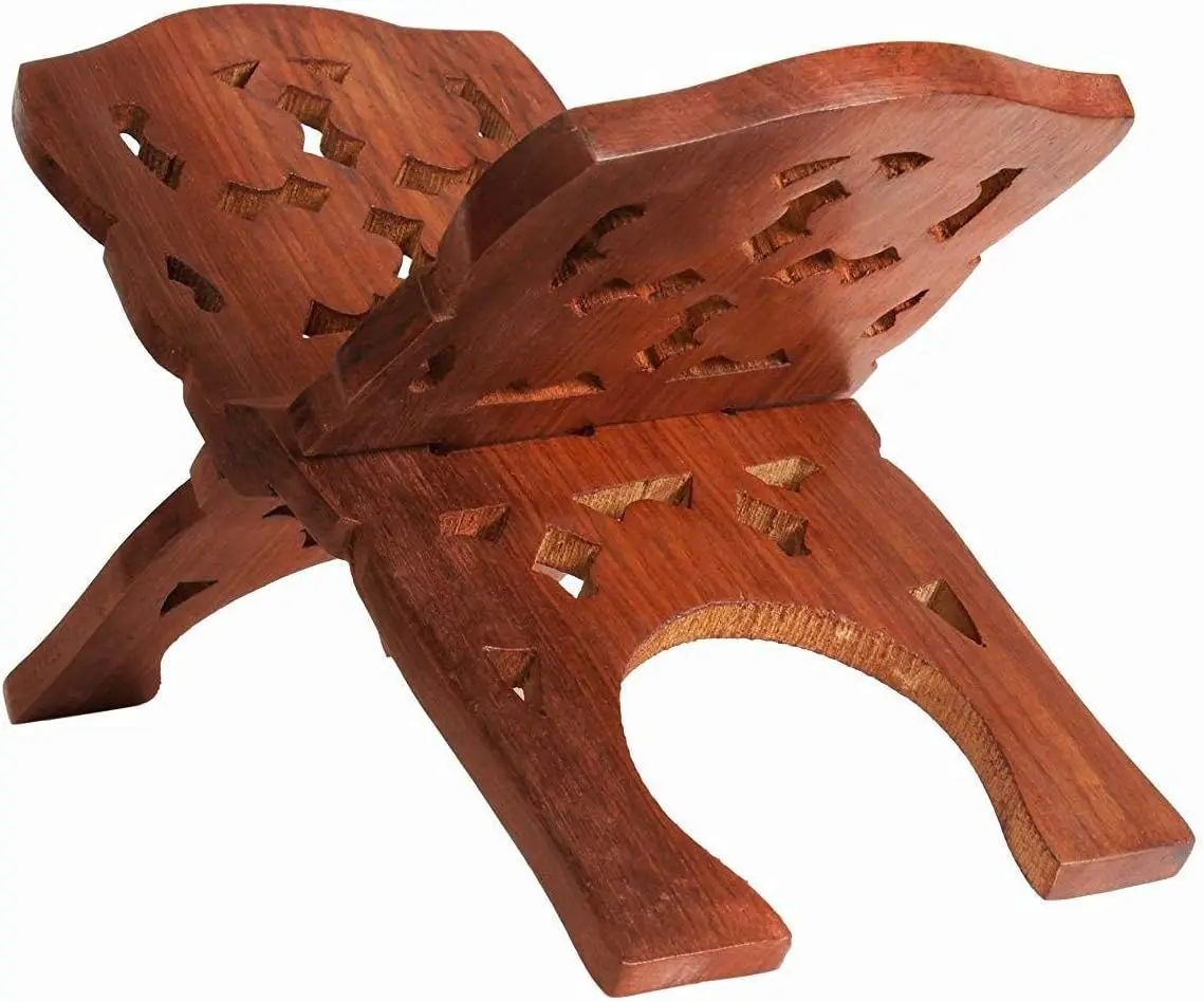 

Hand Carved Quran Bible Holder Folding Wooden Book Stand for Holy Books Religious Prayer Stand