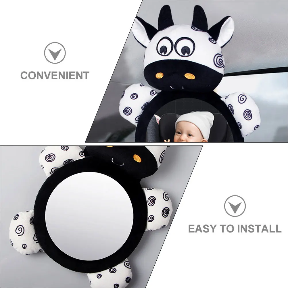 مرآة أمان للرضع ذات مواجهة خلفية للسيارة للأطفال للمقعد الخلفي مع زاوية قابلة للتعديل وسطح عاكس عالي الدقة وتصميم حيوان لطيف