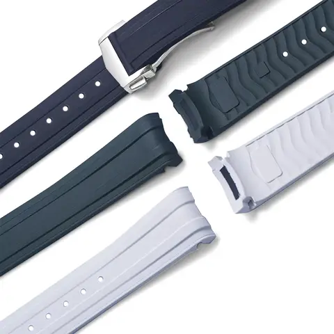 Ny design FKM 20 mm böjd ände för Omega Seamaster 300 fluorgummiarmband PFAS-certifierat med original vikspänne för klockor 10 best sales 20 mm klockarmband med böjd ände - №10