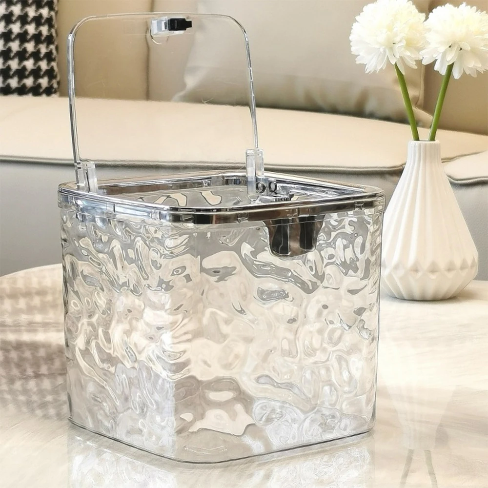 Transparent Fashion Mini Small Wastebasket Desktop Press Trash Can with Lid Mini Garbage Can Table Rubbish Basket Office Dustbin