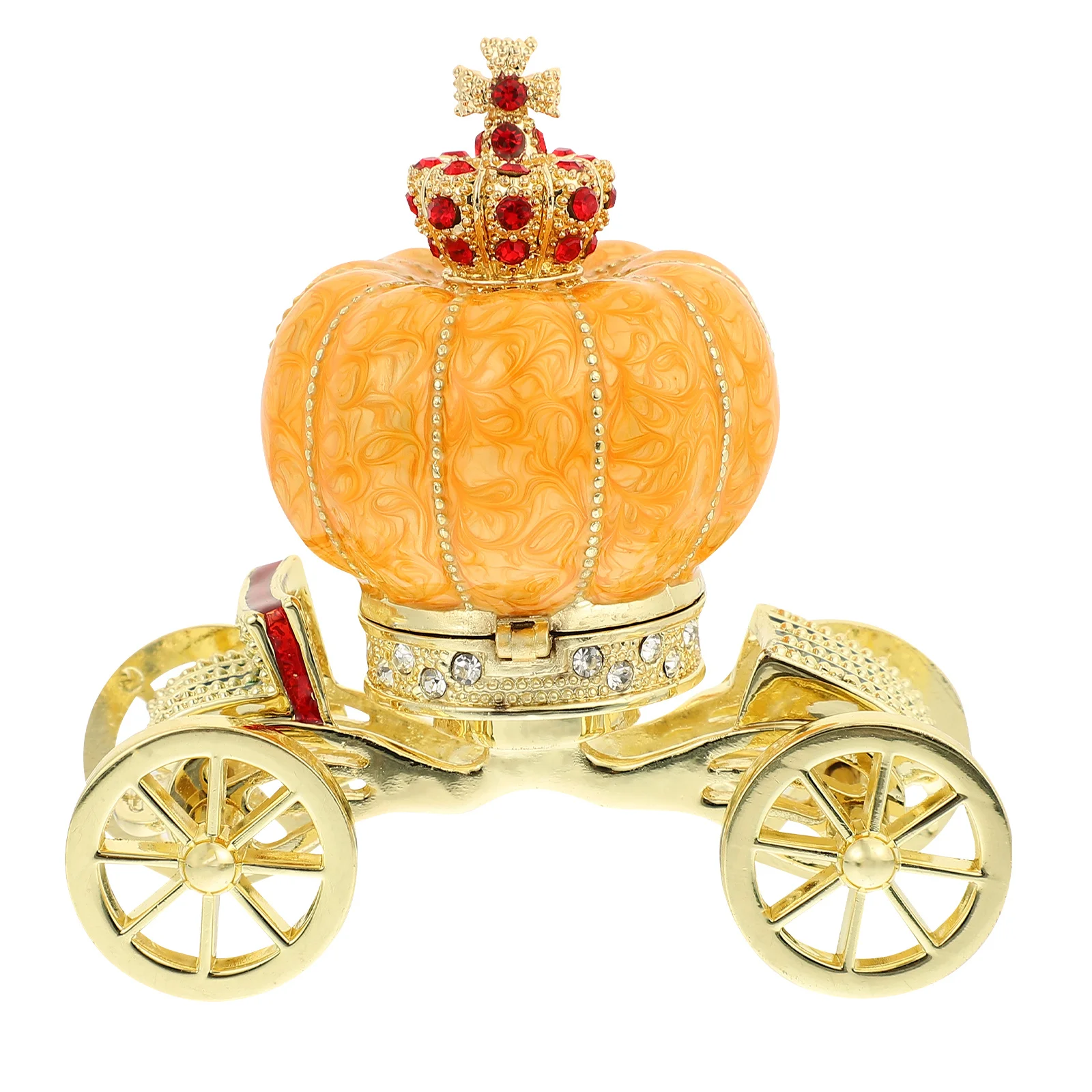 

Pumpkin Carriage Style Jewelry Storage Box Fine European Craftsmanship Ring Earring Holder Desktop Organizer Wedding Gift