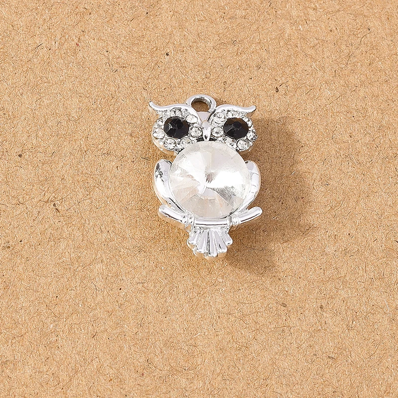 10pcs Cute Crystal Owl Charms for DIY Crafting