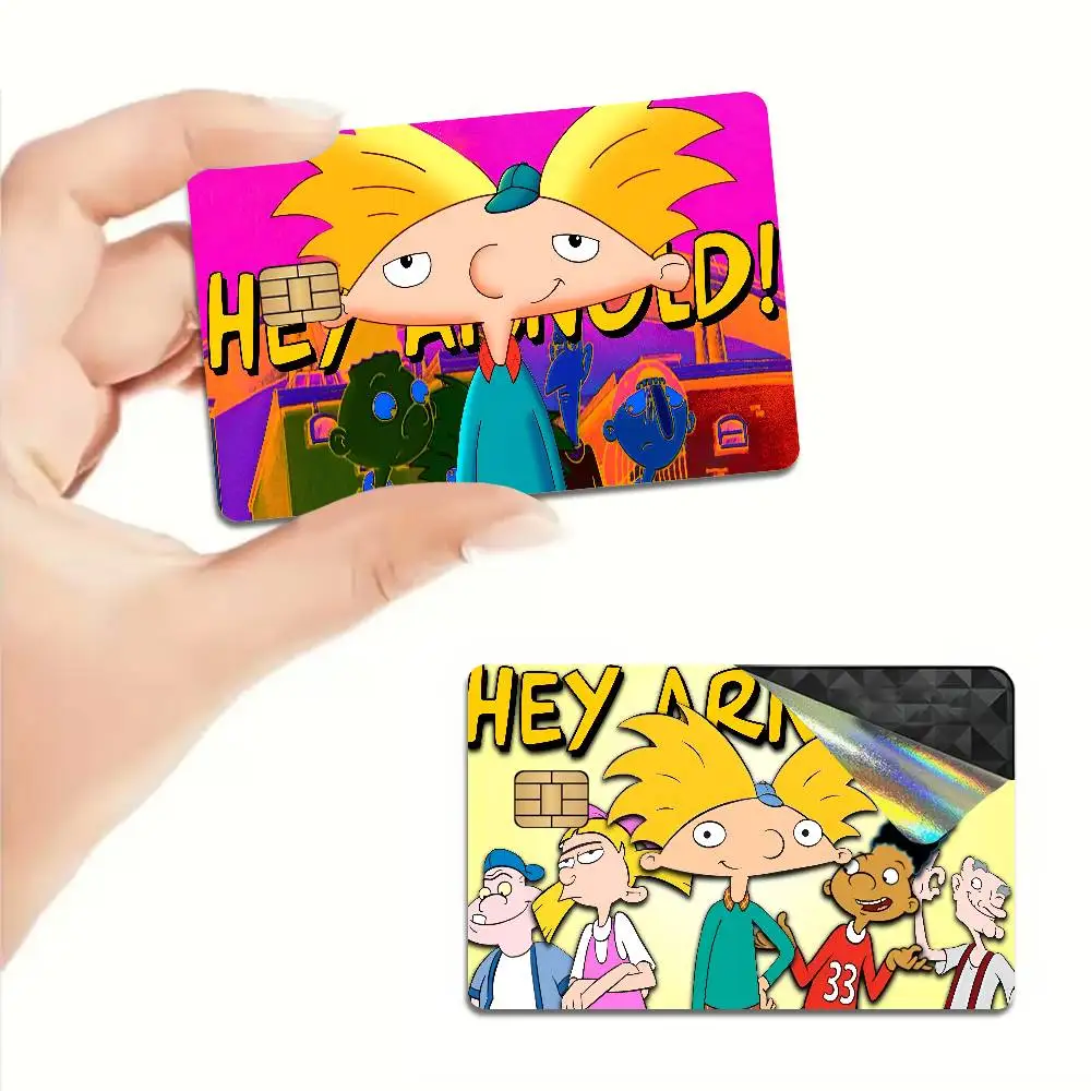 Cartoon Hey A-Arnold Cool Fashion Matte Gold Silver Black Matte Film Skin Sticker Tape for Bank Credit Debit Card