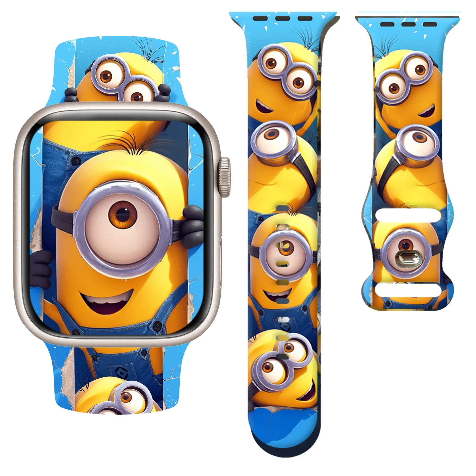 

MINISO Minions Series 1 printed Strap for Apple Watch 11 10 9 Silicone Band Replaceable Bracelet for iWatch 46mm 44mm 42mm 41mm