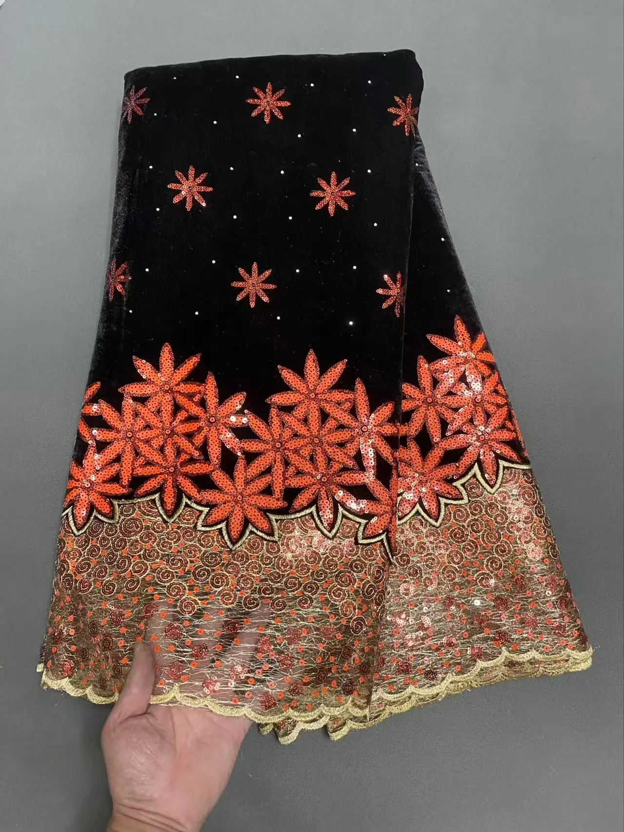 

African Velvet Sequins Lace Fabric 2025 High Quality Embroidery Nigerian French Tulle Net Lace Fabric For Sew Party Dress