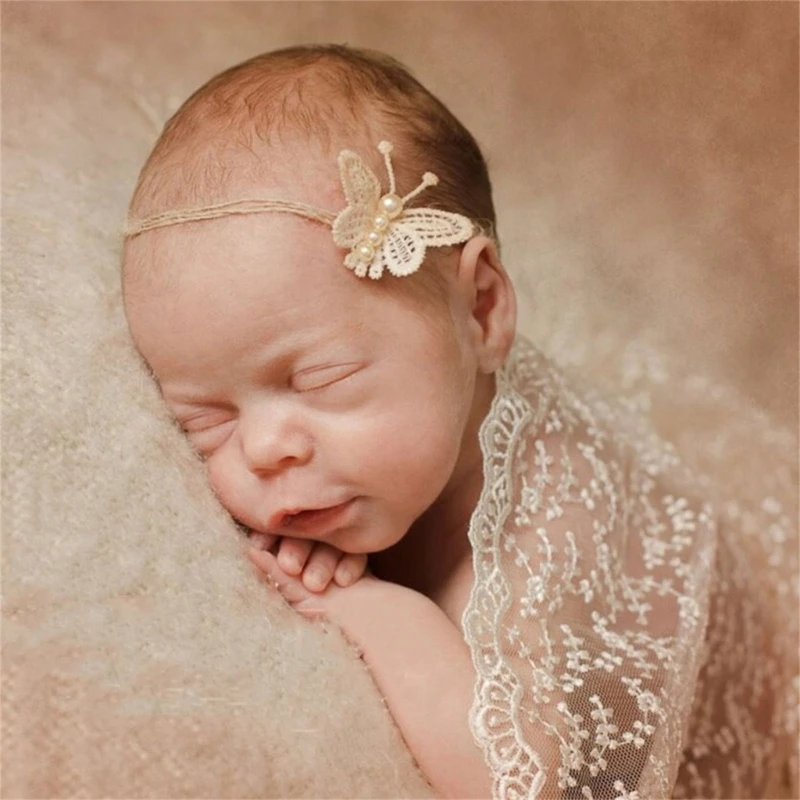 

Baby Photography Props Pearl Butterfly Headband Infant Photoshooting Accessories QX2D