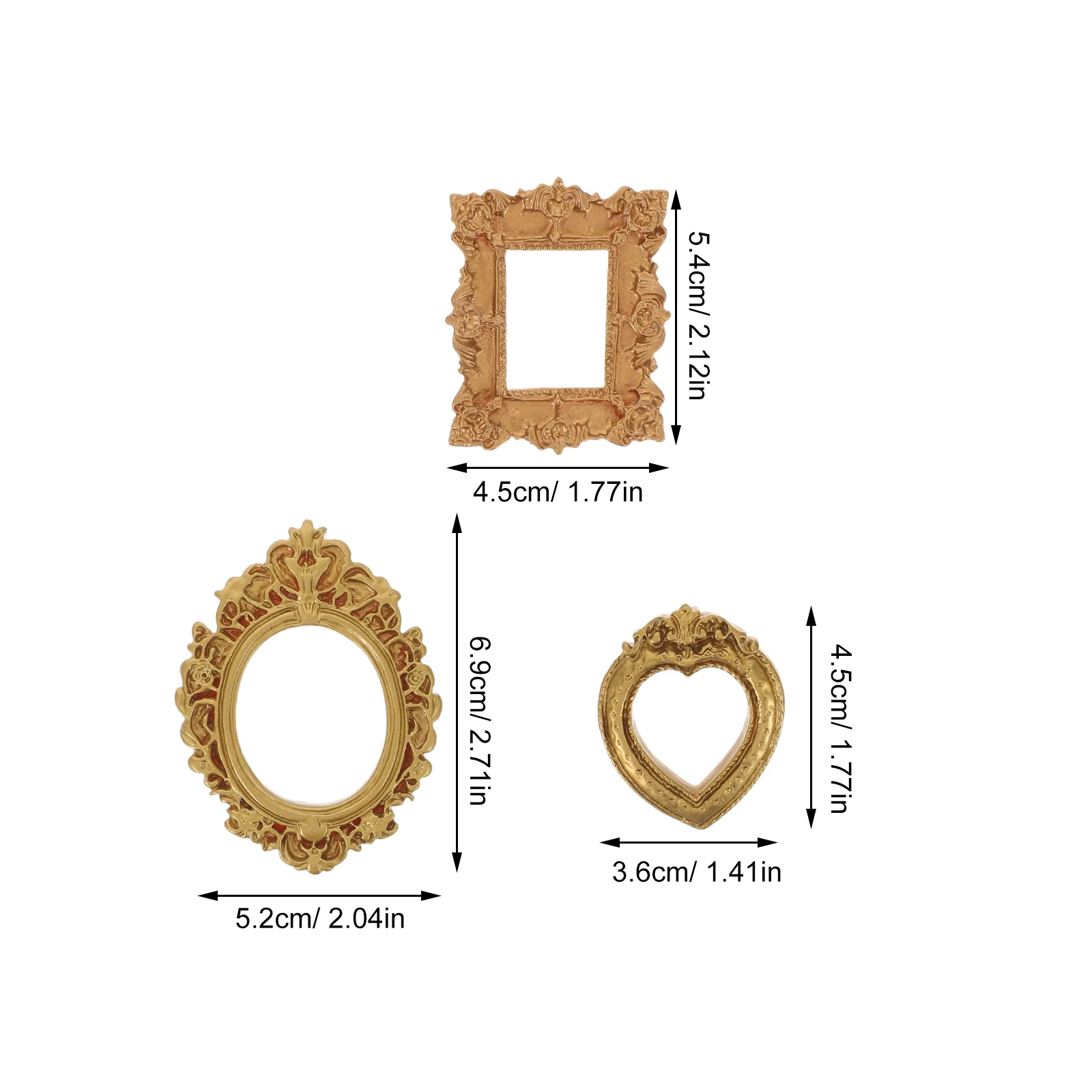 40Pcs Miniature Vintage Photo Frames Small Resin Retro Picture Frame DIY Manicure Photography Tabletop Wall Display Props