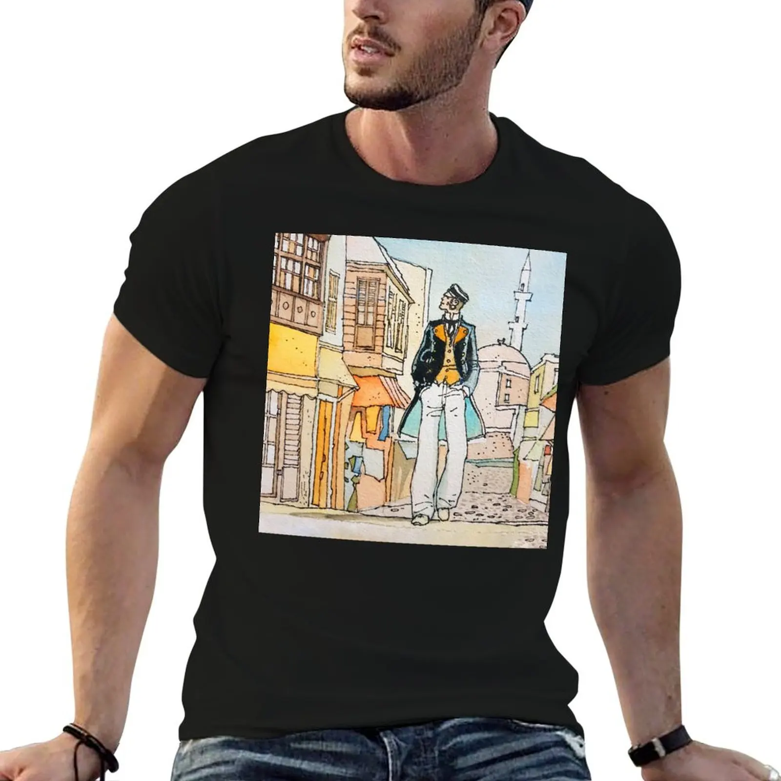 Corto Maltese in Istanbul T-Shirt Everyday Wear Basic Short Sleeve Top