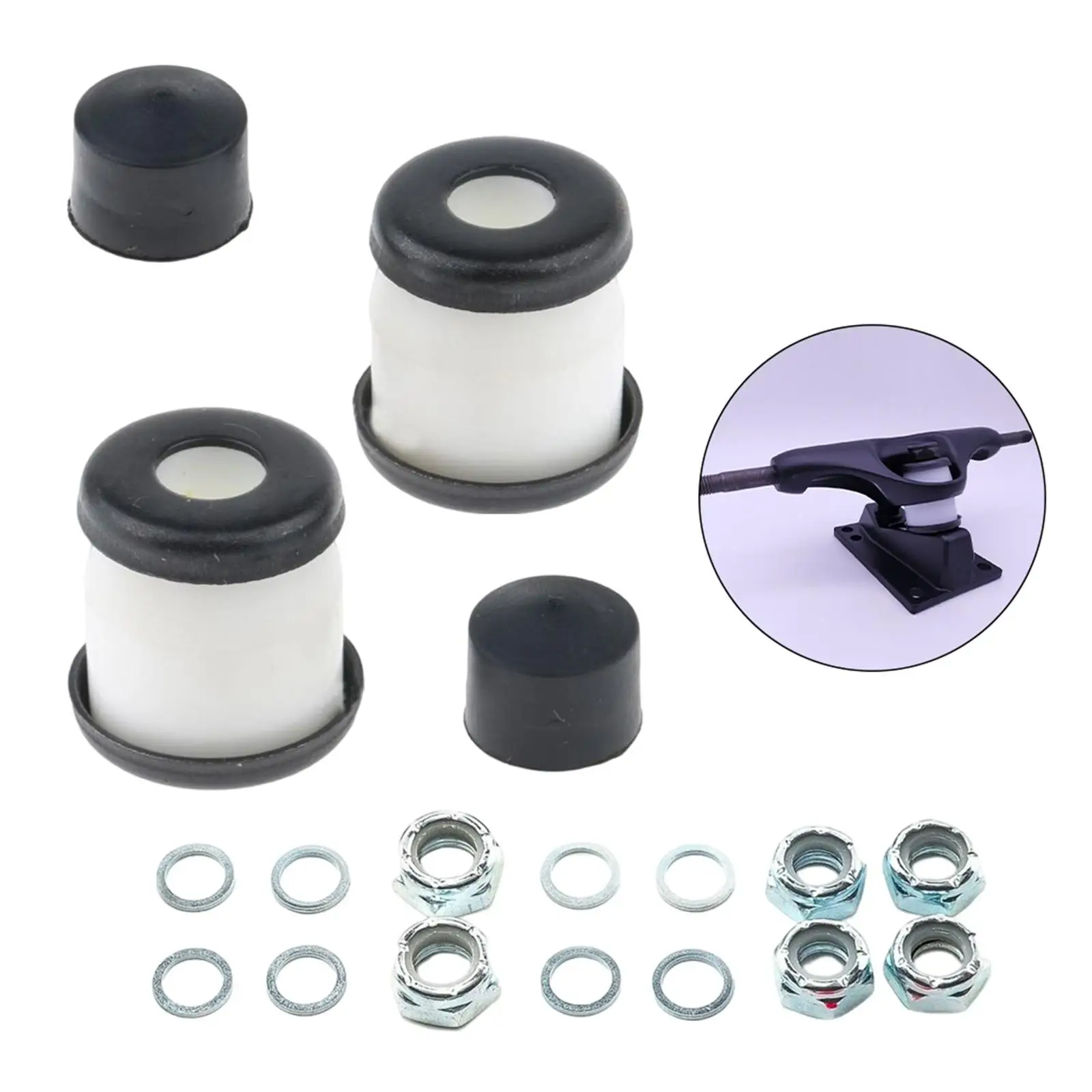 

Skateboard Truck Damper Kit Bushing Washers Rise Pads PU Material Shock Absorption for Electric Skateboards and Skate Bag