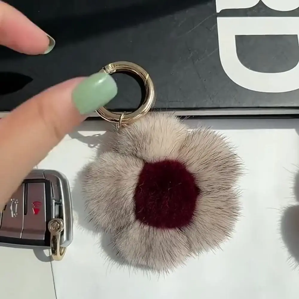 Mink Fur Sunflower Plush Pendant Stuffed Brown Stamens Plush Flower Keychain Soft Fashion Fluffy Daisy Keychain Kid Girls