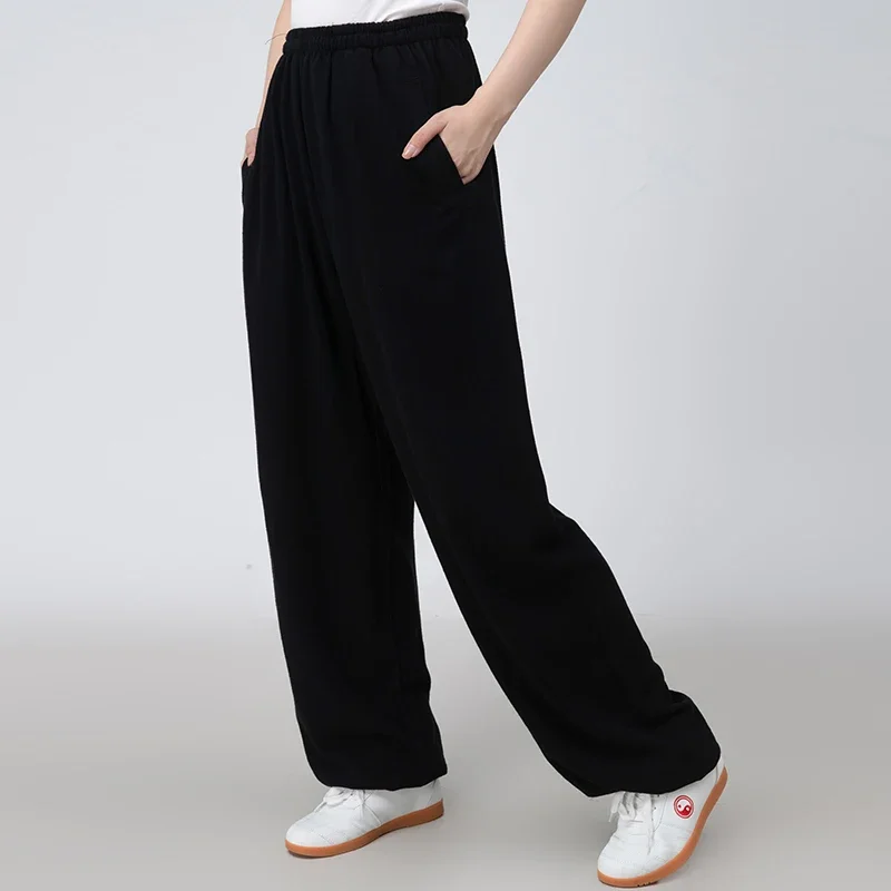 Thick Tai Chi Pants Martial Arts Clothes Kung Fu Trousers Cotton and Linen Wu Shu Uniform Costume Unisex  Kun Master