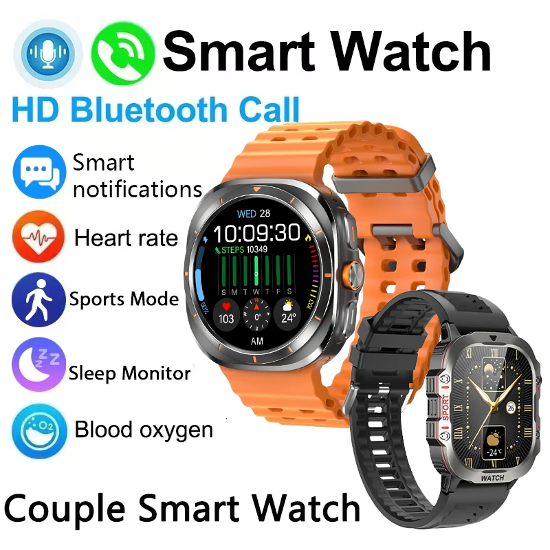 

GEJIAN Couple Smart Watch Heart Rate and Blood Oxygen Monitoring LED Flashlight Bluetooth Call GPS Track Tracking Smartwatches