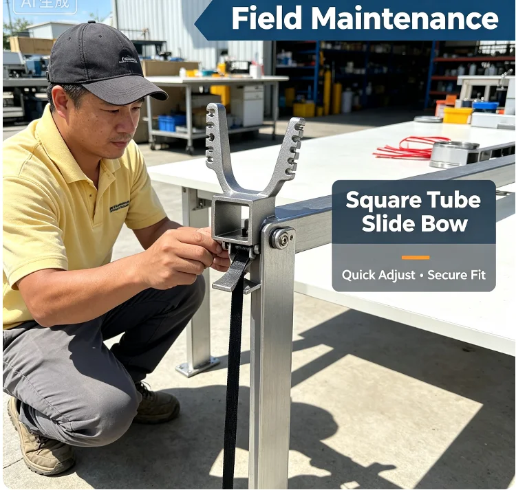 Heavy‑Duty Rustproof Stainless Steel Square Tube Sliding Bow Head, Handheld Portable Accessory Fit for 10‑Strand Rubber Bands
