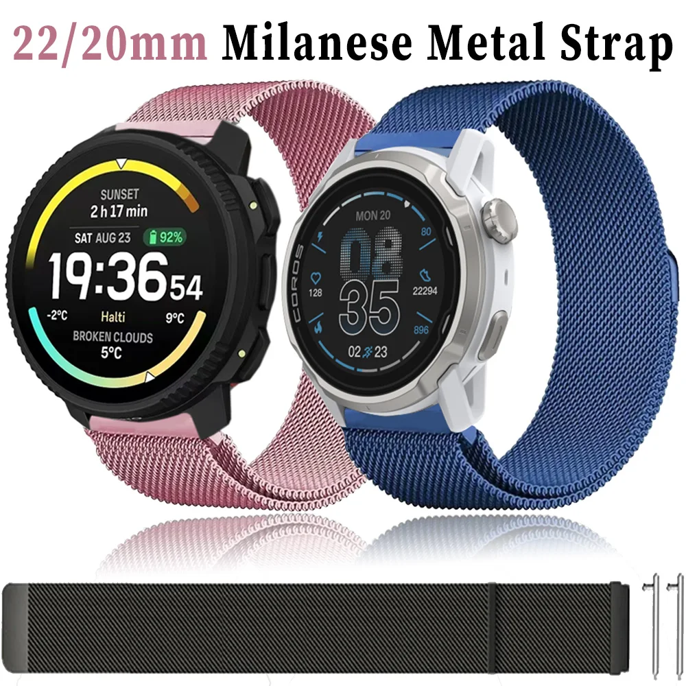 22/20 mm Milanese-Metallarmband für COROS APEX 4 42 mm/PACE 4 Pro, bequemes Armband, CMF Watch 3 2 Pro, Suunto Vertical 2/Run Band