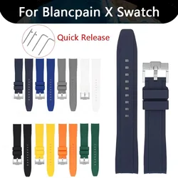 Curved Interface Silicone Strap for Swatch x Blancpain Fifty Fathoms 22mm Men Women Diving Sport Waterproof Rubber Watch Band