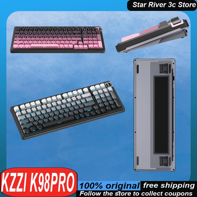 Kzzi K98pro Gaming Mechanical Keyboard Wireless Bluetooth Tri Mode Low Latency Hot Plug Rgb Laptop Gamer Keyboard