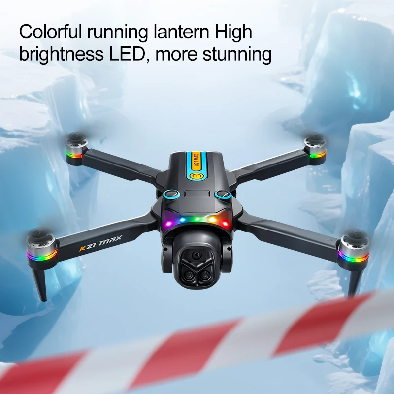 The K21MAX Drone, Equipped with a 4.3-Inch Built-in Screen Remote Controller, Is a Portable Remote-Controlled Quadcopter Suitable for Beginners. It Supports Optical Flow Hovering, Automatic Return-to-Home, and Makes a Great Holiday Gift.
