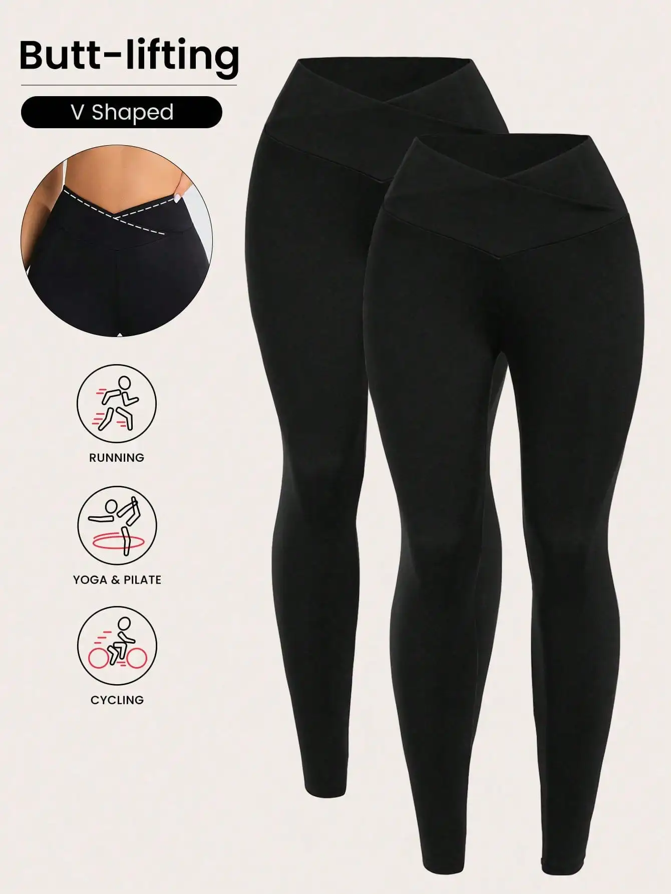 BWQ 2 حزم النساء الخامس على شكل الصليب حزام اليوغا يغطي الرجل للنساء عالية الخصر اليوغا السراويل بسط العمل بانت #2