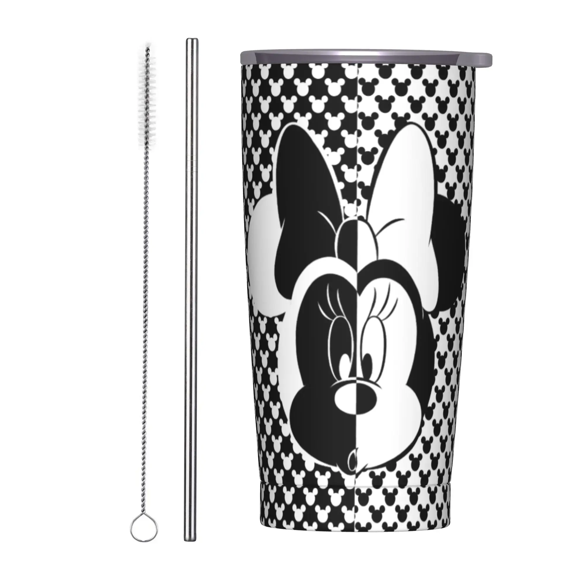 

Mickey Mouse Minnie Black White Tumbler Vacuum Insulated Thermal Cup Vacuum Flask Outdoor Mug Water Bottle, 20oz
