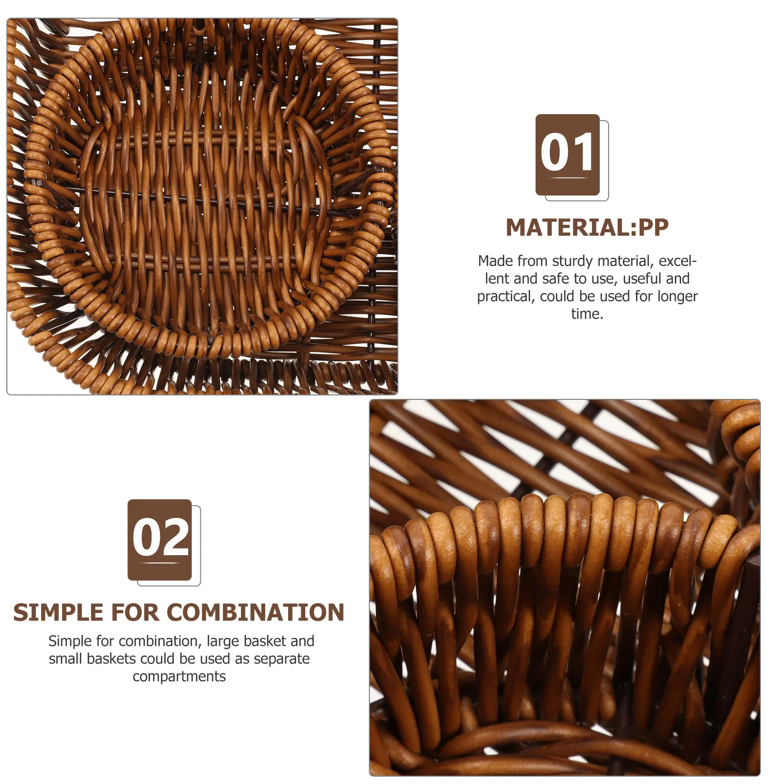 

1 set 1 Set Woven Storage Basket Snack Dried Fruit Food Organizer Round Compartment Baskets Home Living Room Kitchen Bar Storage