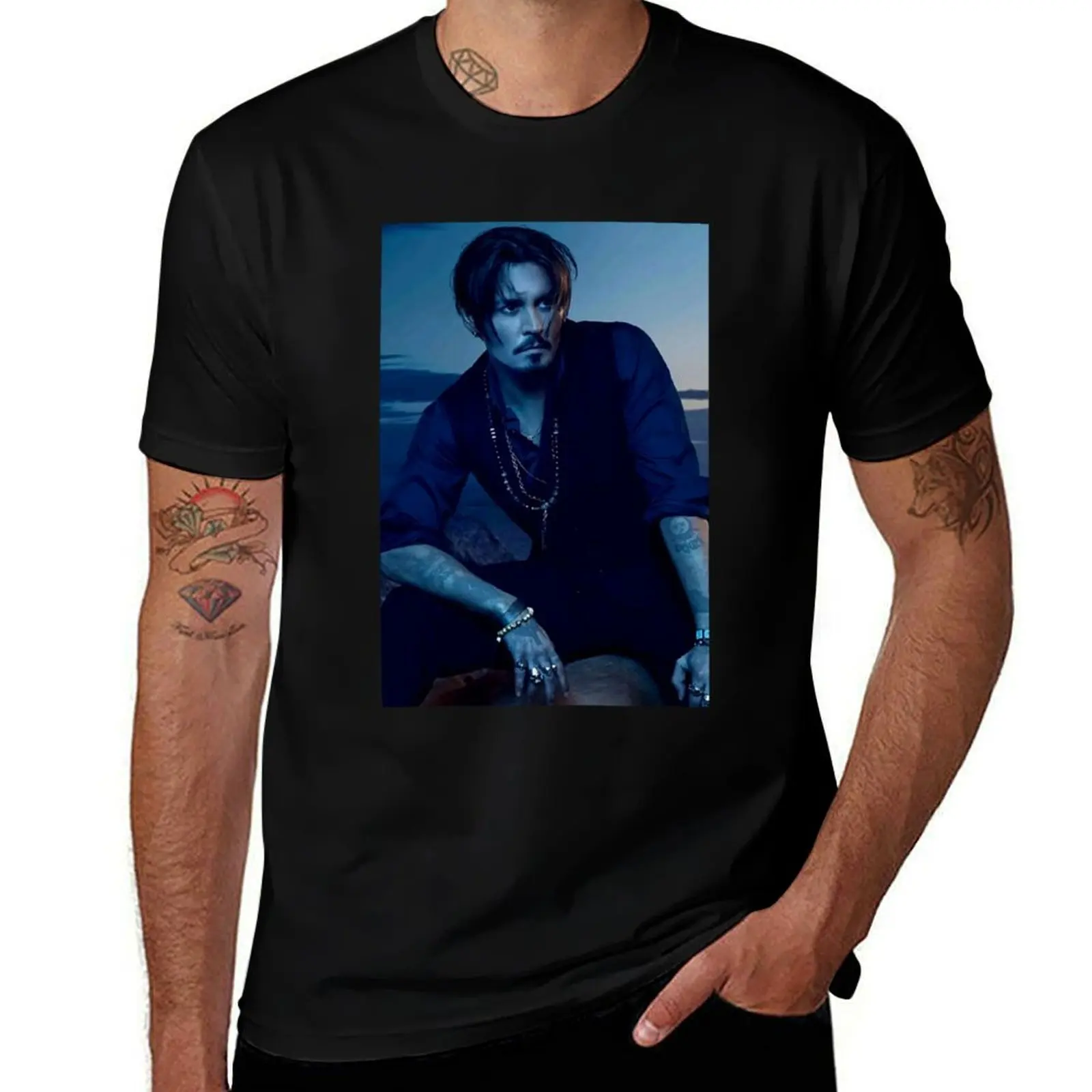 

Johnny depp cool wallpaper T-Shirt summer clothes for a boy rapper graphic tees big and tall t shirts for men