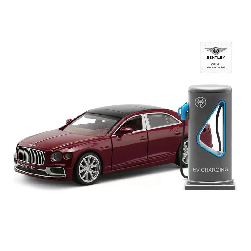 

1:38 Bentley Flying Spur Hybrid Charging Pile Alloy Diecast Model Toy Cars Sound Light Pull Back Car Vehicle Toys For Children