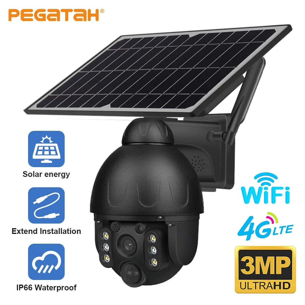 

NEW 4G/WIFI PTZ Outdoor Detachable 360 Solar Camera CCTV Video battery powered Surveillance Smart Monitor IP Camera