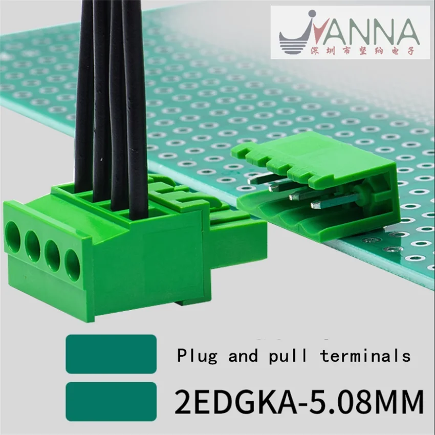 Green PCB plug-in terminal side wiring 2EDGKA-5.08 2P3P-24P flame retardant copper Environmental protection Shut Straight foot