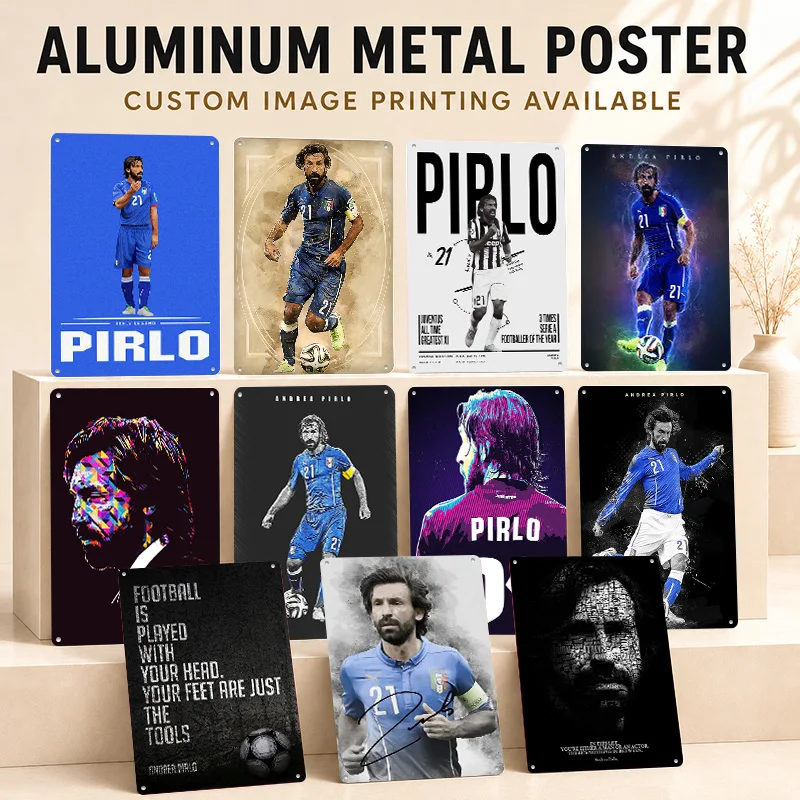 Andrea Pirlo Printed Posters Customized Metal Sign Athletic Champion Portrait Wall Art Perfect For Home Gym Or Birthday Gift
