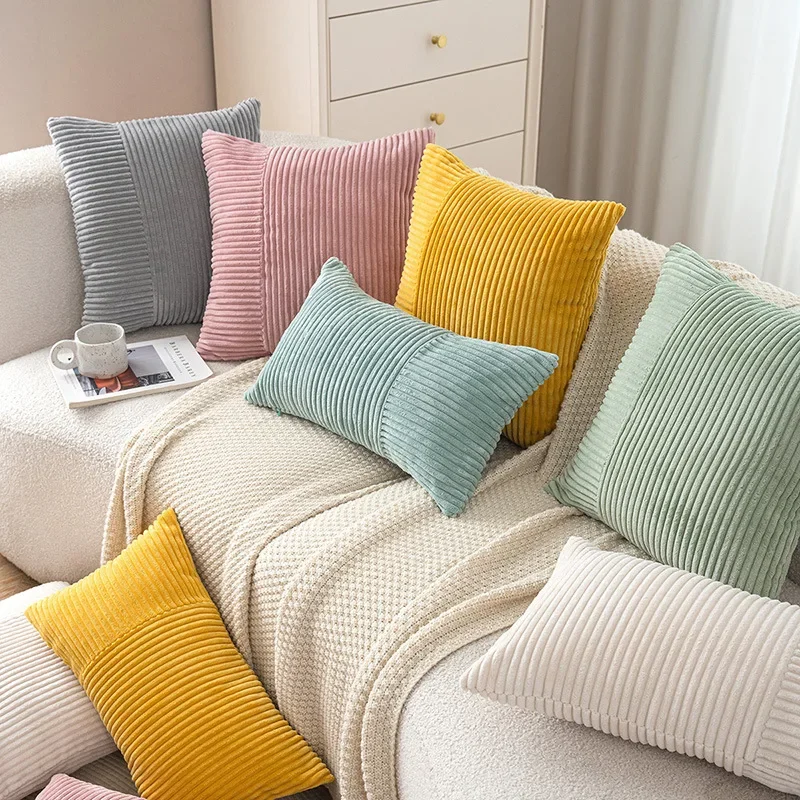 1PC Corduroy Stitching Pillowcase Solid Color Cushion Cover 45*45cm 30*50cm Sofa Bed Decoration Pillow Case Throw Pillow Covers