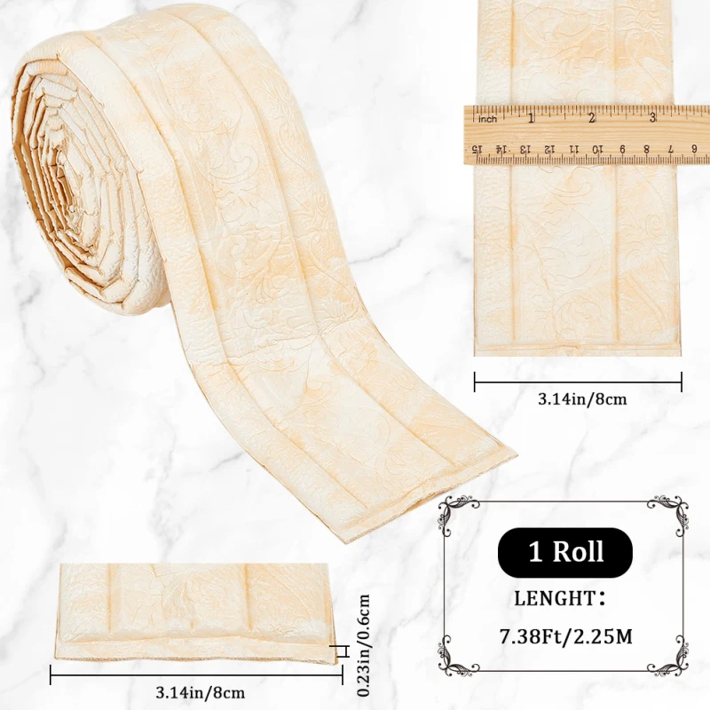 CRASPIRE 443 x 2 Pollice Modanatura A Corona Stacca e Incolla Schiuma Bianca Autoadesiva Finitura Flessibile 3D Appiccicoso Vintage Carta da Parati Decorativa Bordo Muro Bordo in Schiuma Battiscopa