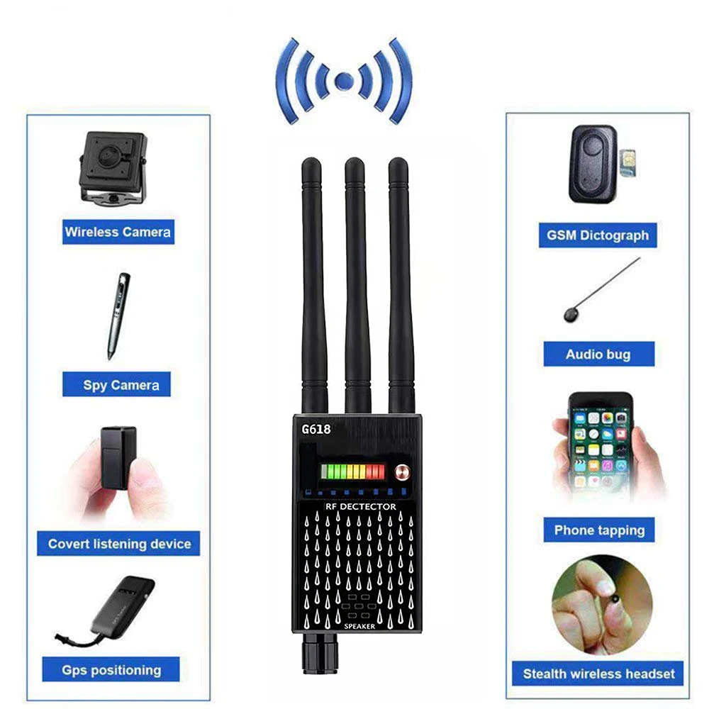 

G318 Anti-Spy Anti Candid Camera Detector GSM Audio Bug Wireless RF Signal Finder GPS Tracker Detects Hidden Cameras Finder G618