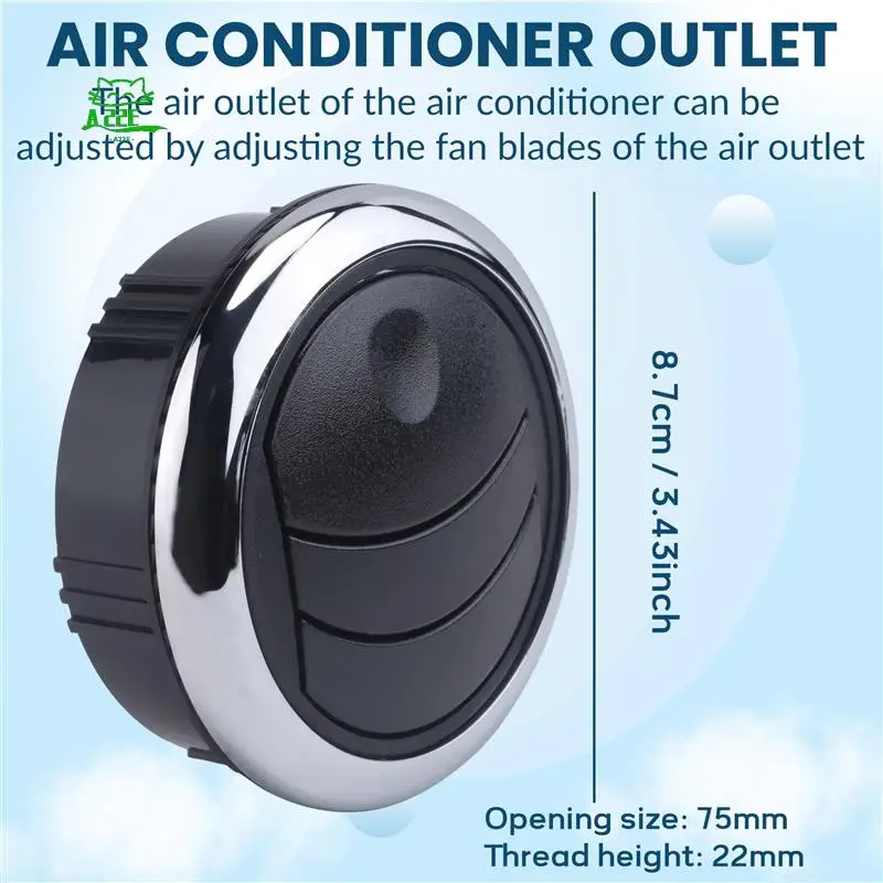 A22E-Knob Style 75MM A/C Air Conditioning Outlet Vent (Φ 87 / 75/22Mm) For RV Bus Car Boat