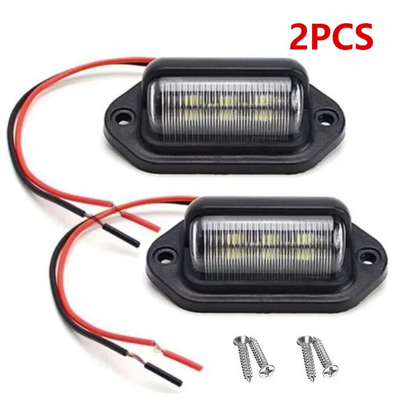 6 LED Car License Number Plate Lights Universal 12-24V For SUV Truck Trailer Van White Side Lamp Bulbs Car License Plate Lights