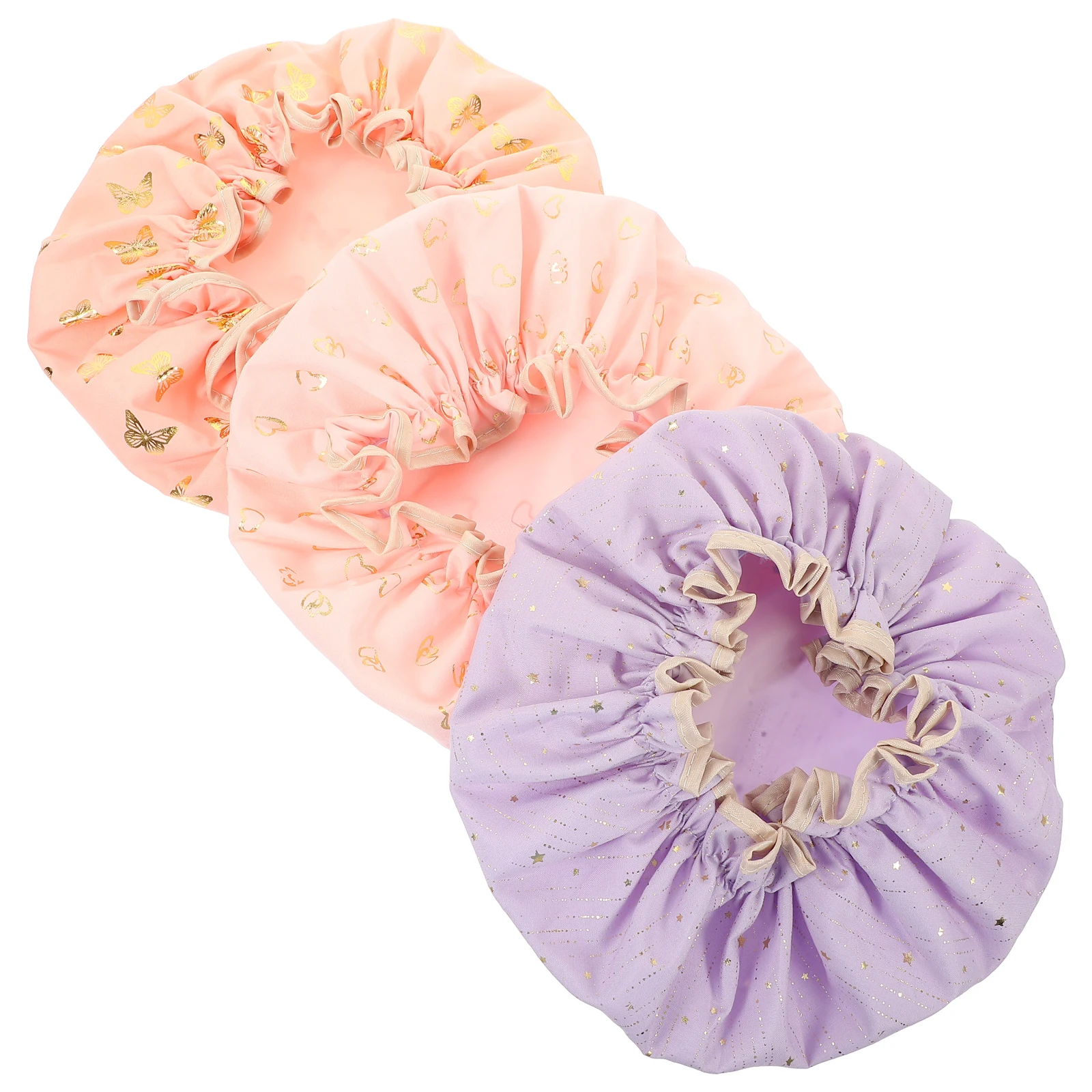 

3pcs Waterproof Kids Bath Hat Reusable Soft Foldable Shower Cap For Children Girls Boys Travel Bathing Cap Waterproof Shower