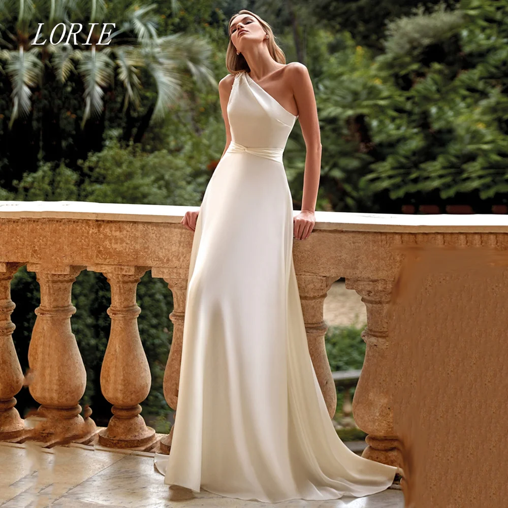 LORIE Luxury A Line Civil Wedding Dress One Shoulder Bridal Dresses Appliques Beading Engagement Wedding Gown Customized 2026