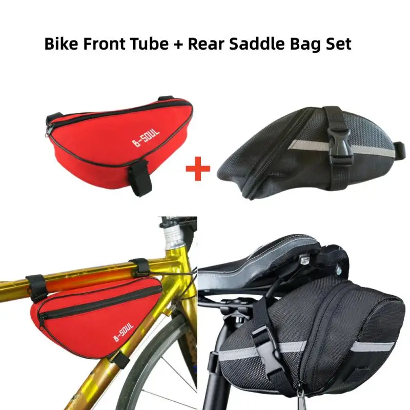 

Комплект из 2 предметов, треугольная сумка на переднюю трубу мотоцикла и сумка на заднее седло